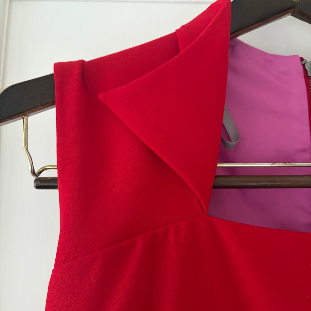 Andrew Marc Envelope Collar Sheath Red Dress Size 8 - Picture 8 of 8